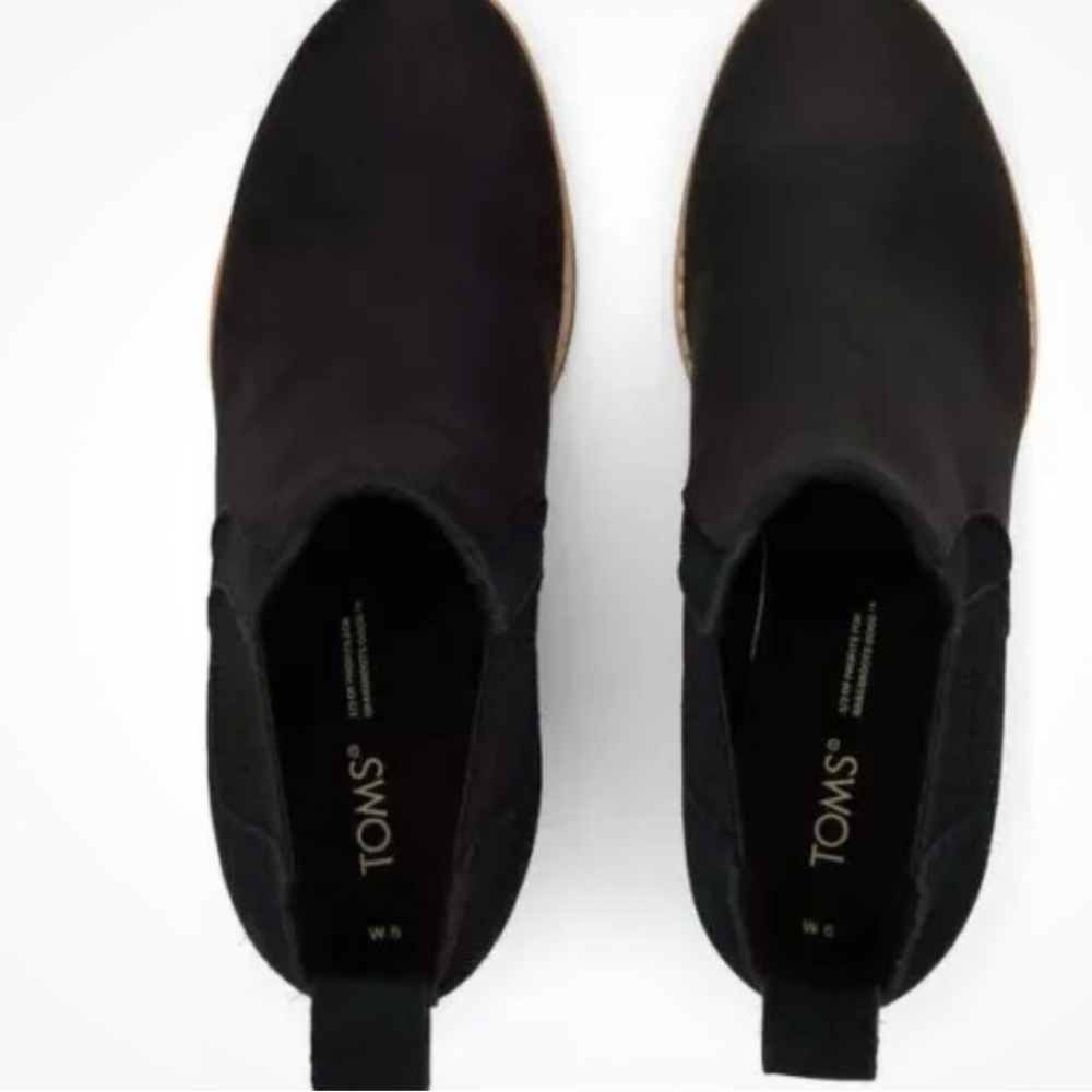 New TOMS Womens Maddie Black
Leather Wedge Boot Waterproof Sz 7.5 - Picture 4 of 10